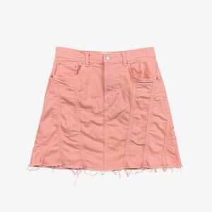 Rails Skirt Womens 25 Pink Brentwood Denim Raw Hem High Waisted 5 Pocket Mini